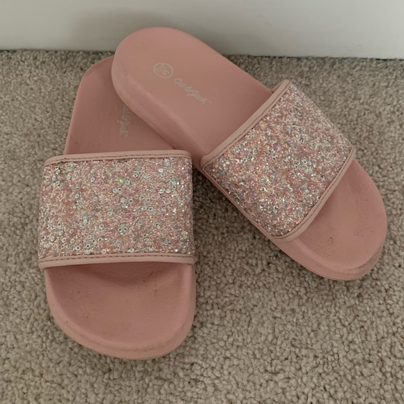 Cat & Jack Other - Cat & Jack Girls Pink Glitter Slides: SiZe 2/3
